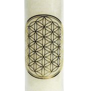 Kerze - Duftkerze im Glas - Blume des Lebens - Weiß / Gold - Palmkernwachs - ca. 100 Std.