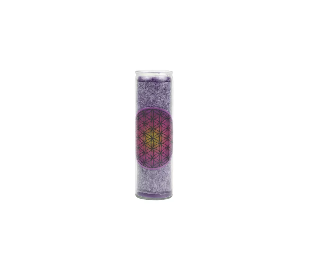 Kerze - Duftkerze im Glas - Blume des Lebens - Lila / Lila Verlauf - Palmkernwachs - ca. 100 Std.