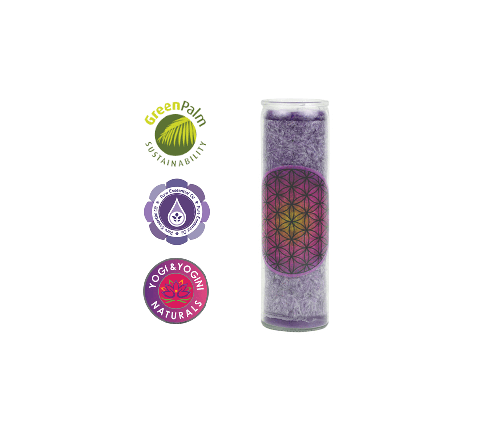 Kerze - Duftkerze im Glas - Blume des Lebens - Lila / Lila Verlauf - Palmkernwachs - ca. 100 Std.