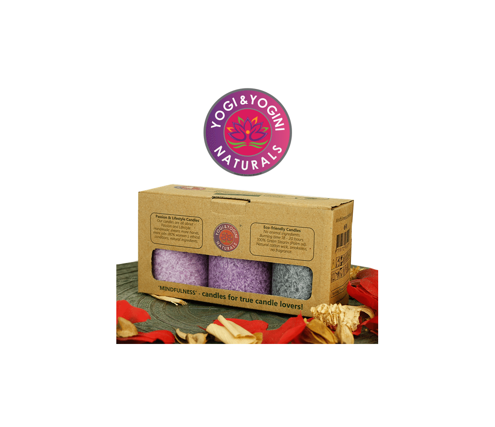 Kerze - Lifestylekerzen Set - Mindfulness - lila - Palmkernwachs - ca. 18 Std. - 3er Set