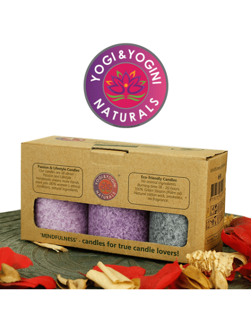 Kerze - Lifestylekerzen Set - Mindfulness - lila - Palmkernwachs - ca. 18 Std. - 3er Set