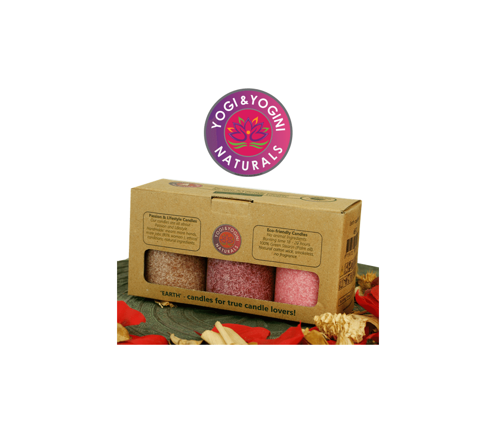 Kerze - Lifestylekerzen Set - Earth - rot / braun- Palmkernwachs - ca. 18 Std. - 3er Set