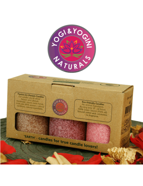 Kerze - Lifestylekerzen Set - Earth - rot / braun- Palmkernwachs - ca. 18 Std. - 3er Set