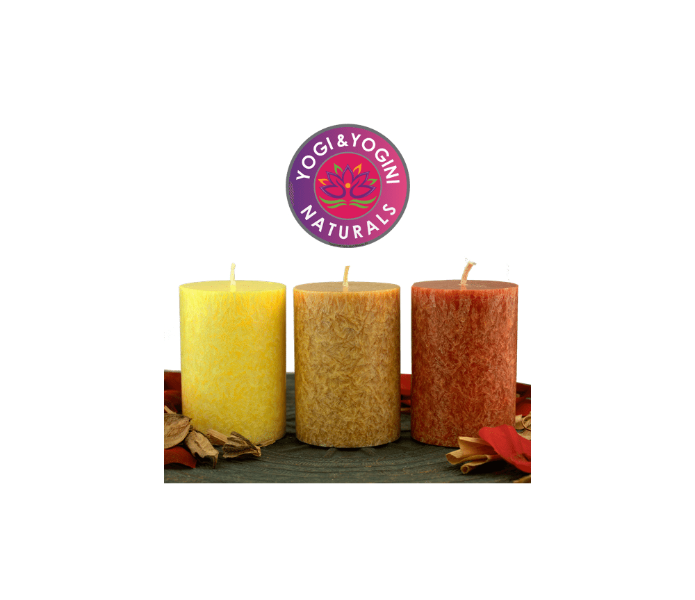 Kerze - Lifestylekerzen Set - Sunset - gelb / orange - Palmkernwachs - ca. 18 Std. - 3er Set
