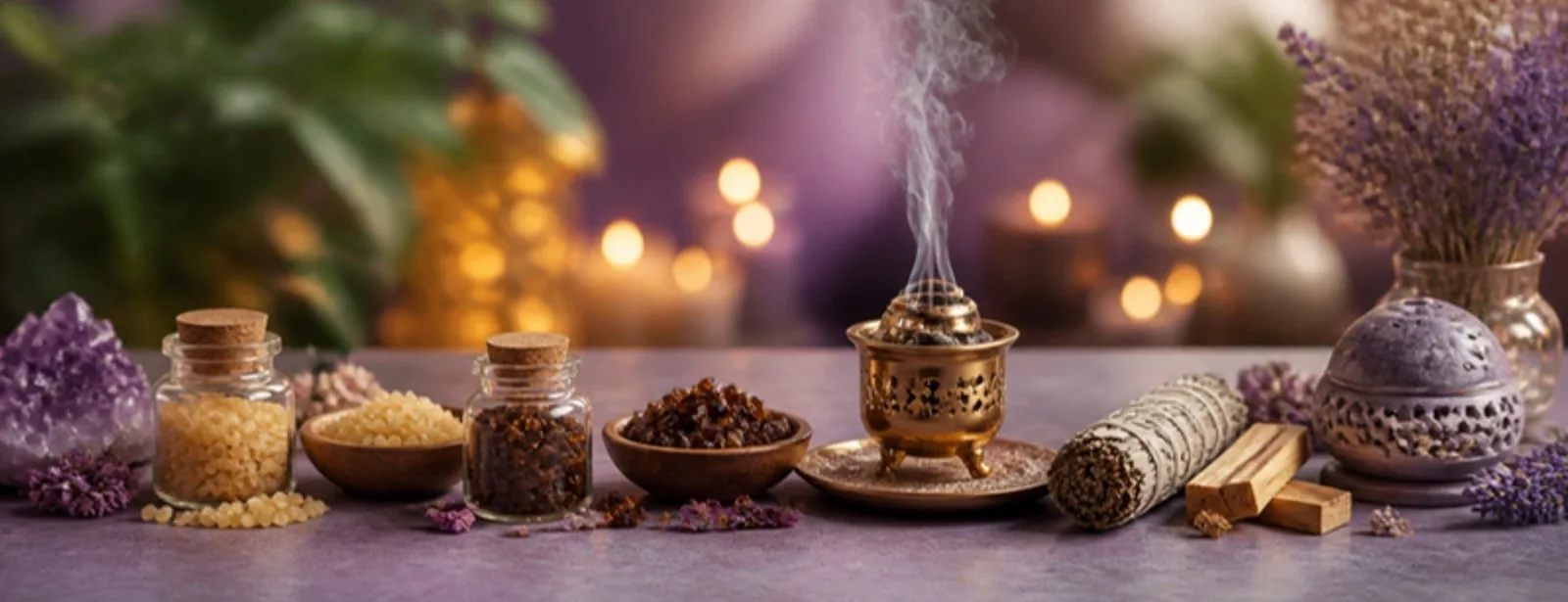 Räucherharze Weihrauch und Myrrhe, Räucherkräuter, weißer Salbei, Palo Santo und Räuchergefäß – Berk, Engelalm, Calerris – SonnenhausWelt Esoterik Shop